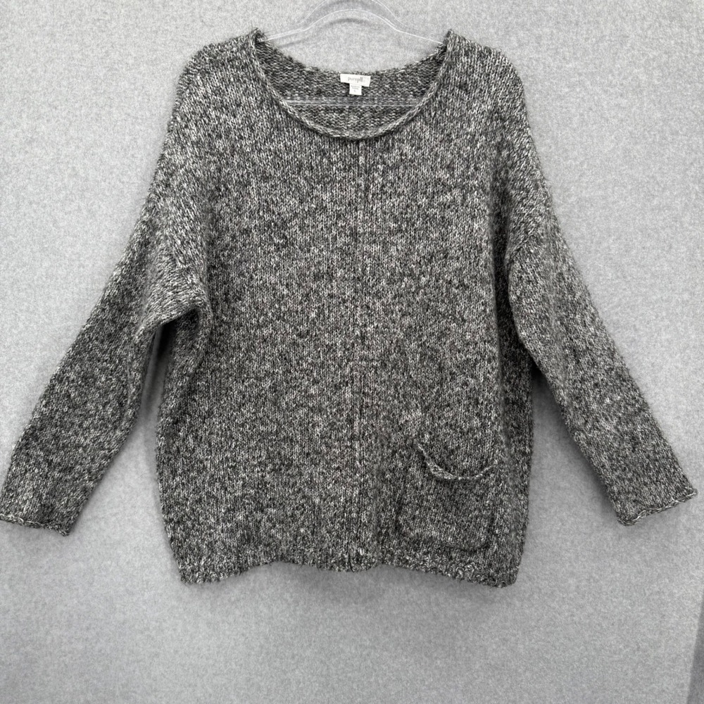 J. Jill Pure Jill Tunic‎ Sweater Raglan Sleeve Gray Speckled Large Cotton Blend